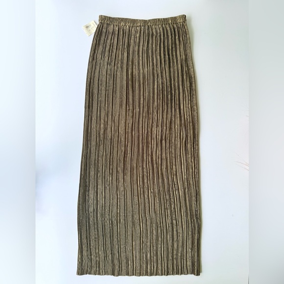 NWT Vintage 1990s Collection Jeanne Marc Bronze Plisse Pleated Maxi Skirt M - Picture 7 of 14